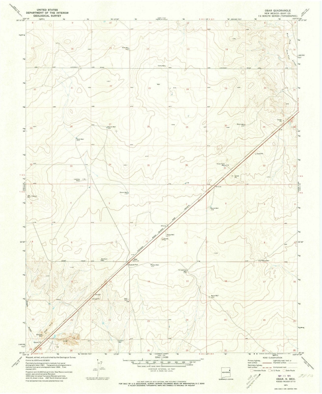 1971 Obar, NM - New Mexico - USGS Topographic Map