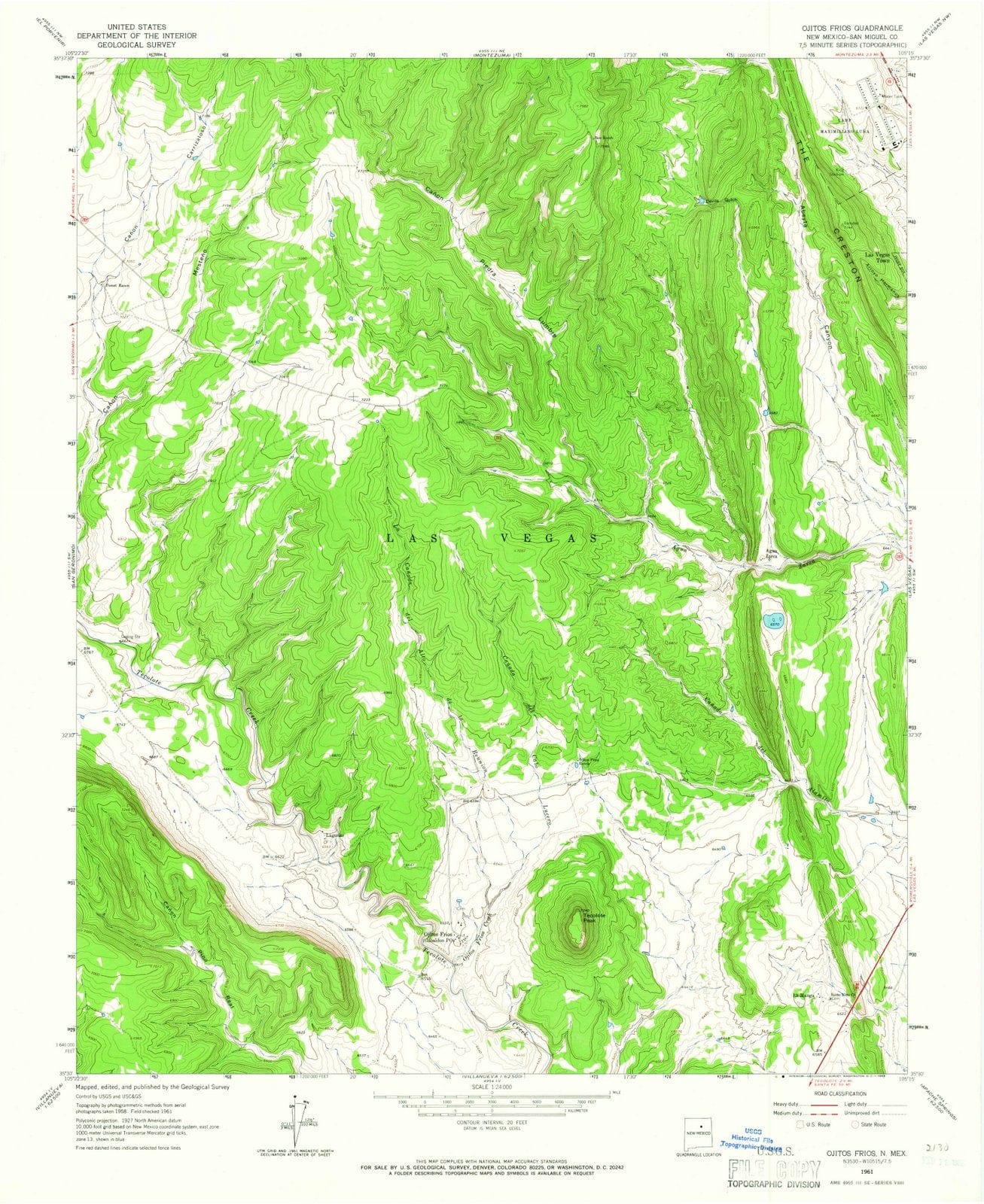 1961 Ojitos Frios, NM - New Mexico - USGS Topographic Map