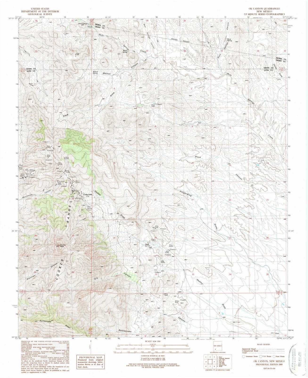 1989 Ok Canyon, NM - New Mexico - USGS Topographic Map