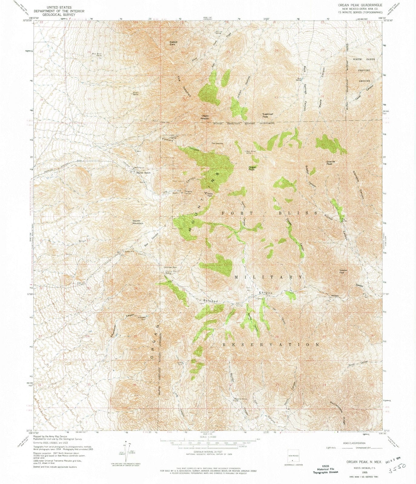 1955 Organ Peak, NM - New Mexico - USGS Topographic Map v2