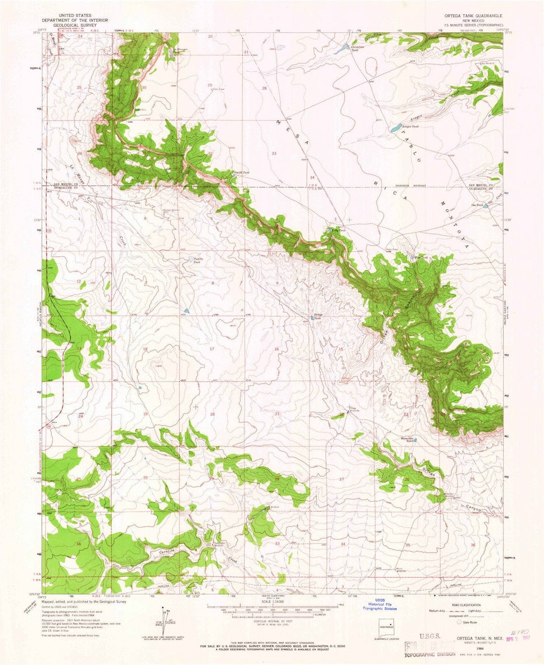 1964 Ortega Tank, NM - New Mexico - USGS Topographic Map
