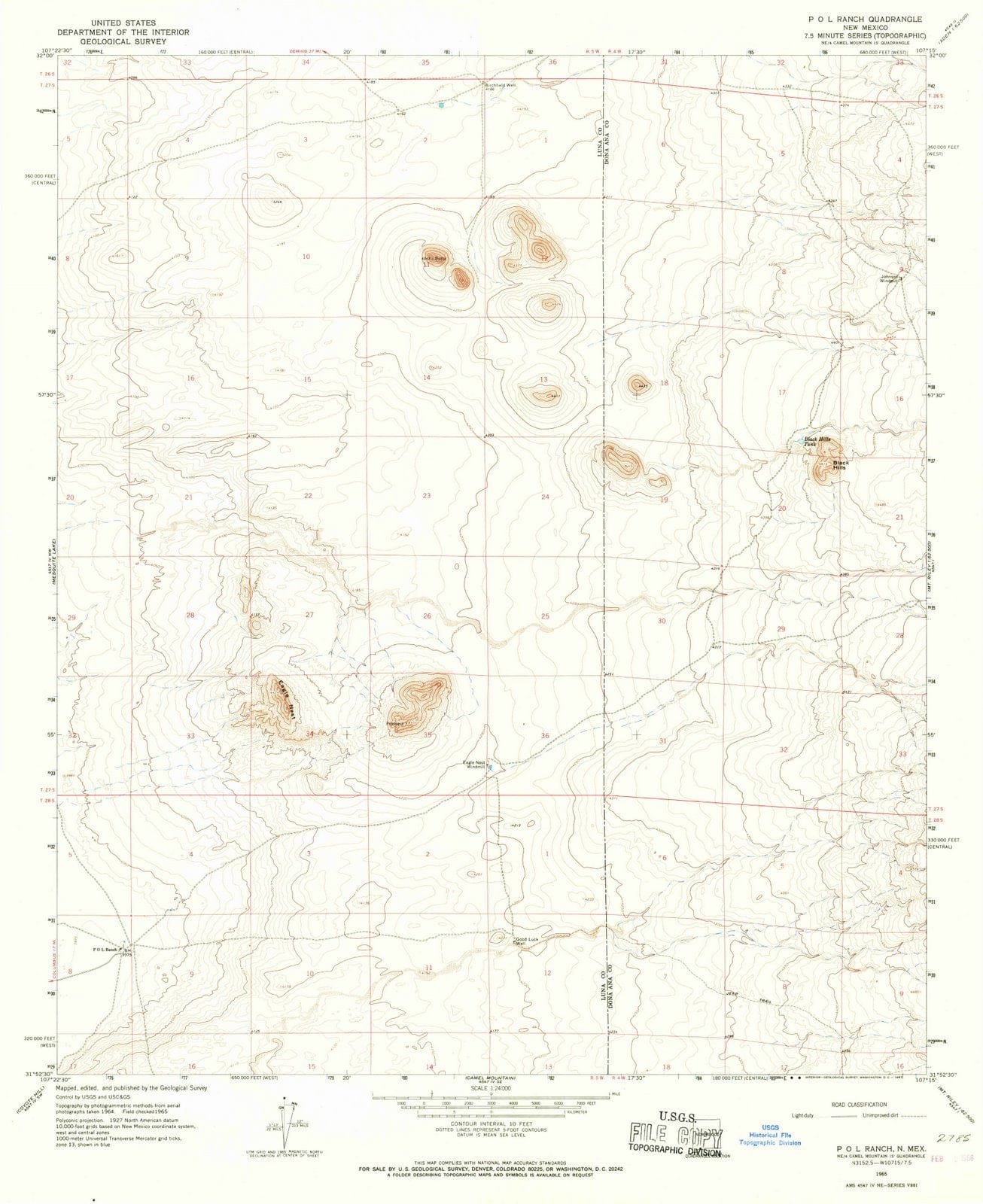 1965 P O L Ranch, NM - New Mexico - USGS Topographic Map
