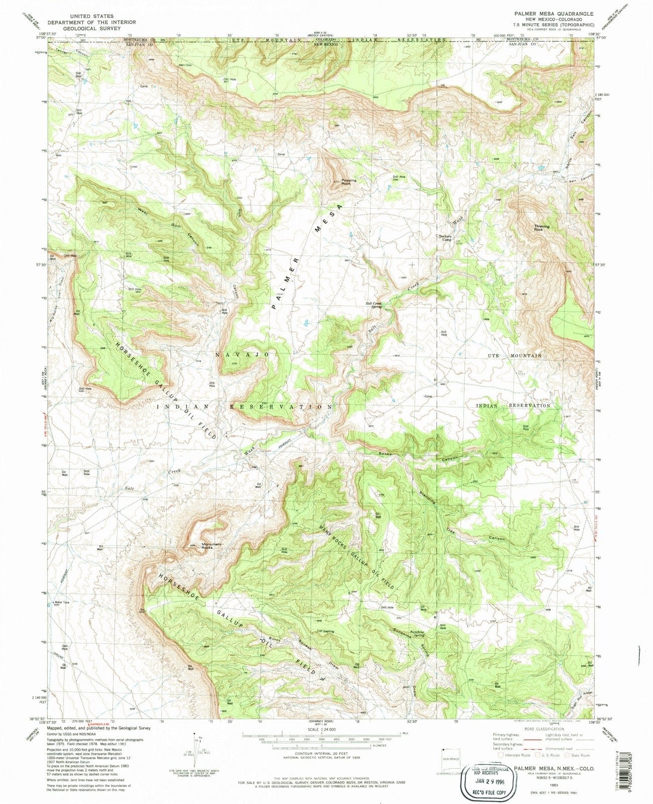 1983 Palmer Mesa, NM - New Mexico - USGS Topographic Map