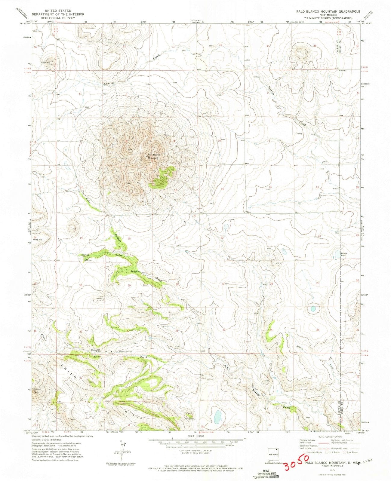 1971 Palo Blanco Mountain, NM - New Mexico - USGS Topographic Map
