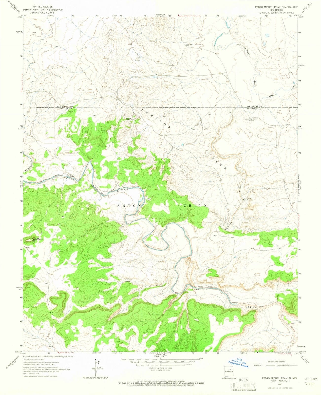 1963 Pedro Miguel Peak, NM - New Mexico - USGS Topographic Map