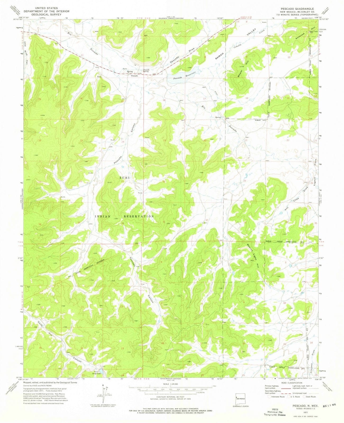 1972 Pescado, NM - New Mexico - USGS Topographic Map