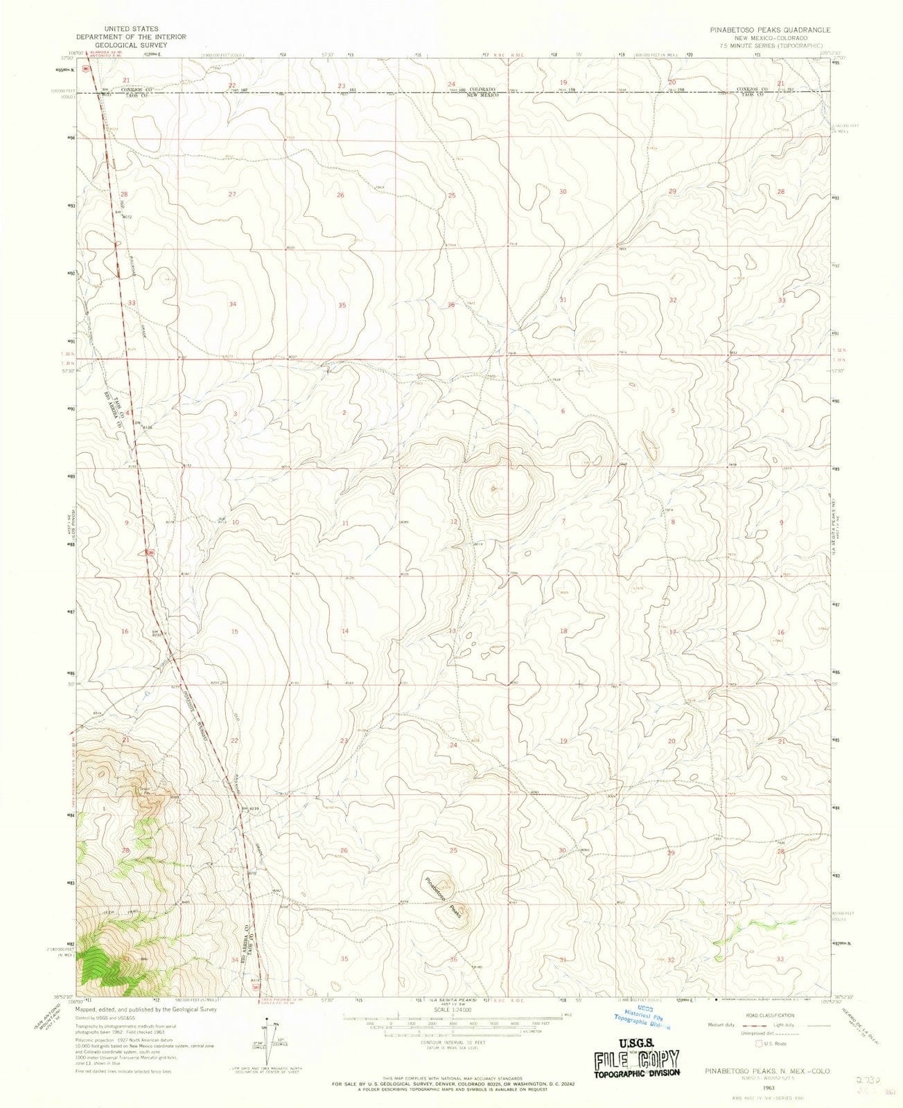 1963 Pinabetoso Peaks, NM - New Mexico - USGS Topographic Map