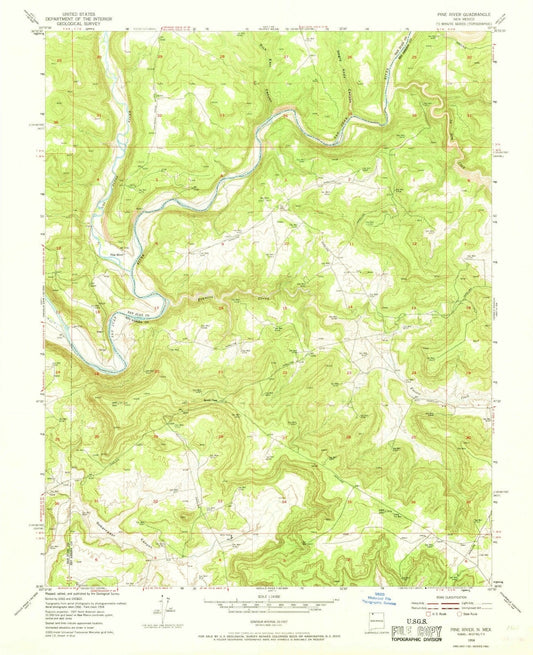 1954 Pine River, NM - New Mexico - USGS Topographic Map