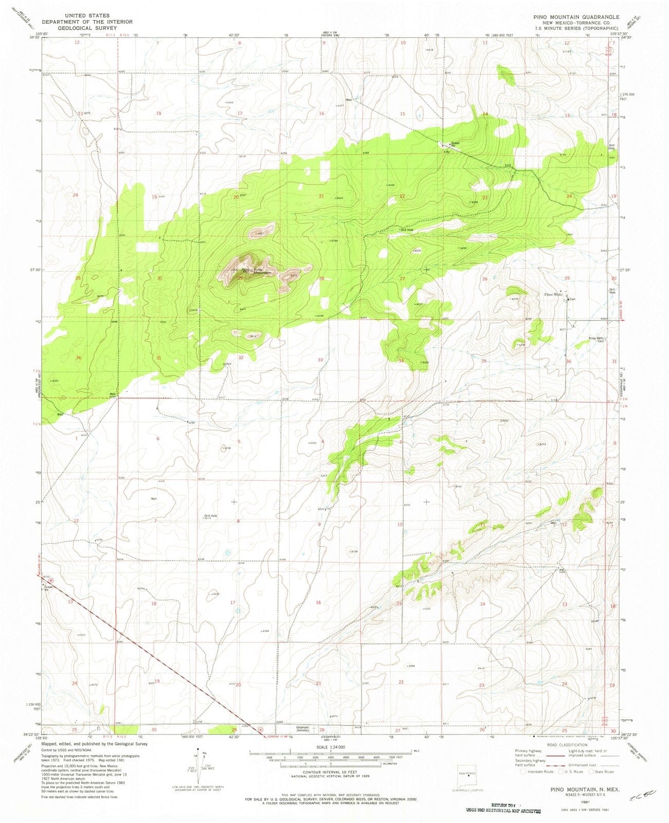 1981 Pino Mountain, NM - New Mexico - USGS Topographic Map