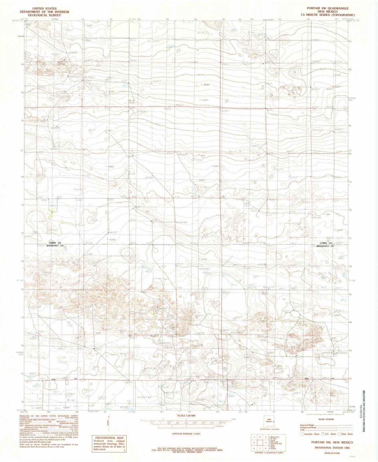 1985 Portair, NM - New Mexico - USGS Topographic Map