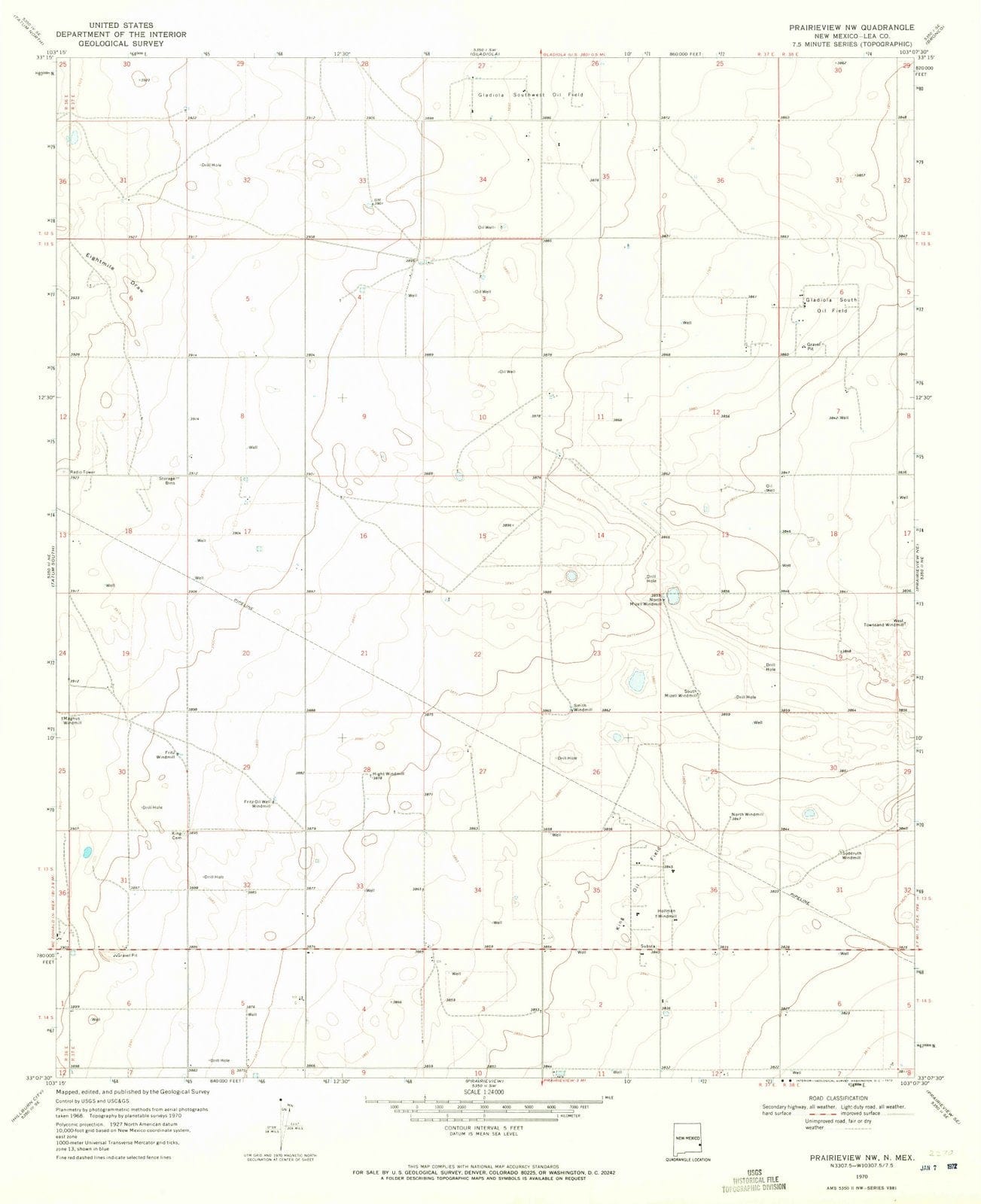 1970 Prairieview, NM - New Mexico - USGS Topographic Map v2