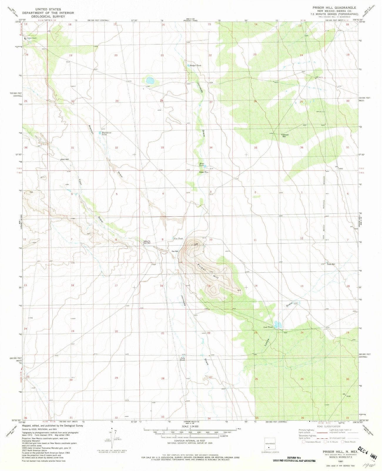 1981 Prisor Hill, NM - New Mexico - USGS Topographic Map
