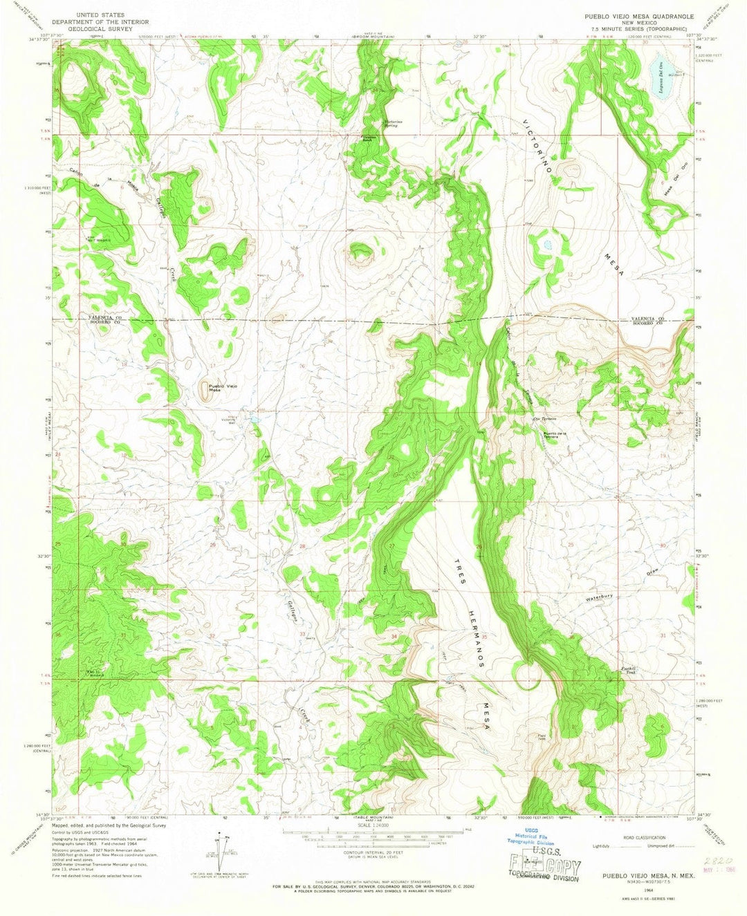 1964 Pueblo Viejo Mesa, NM - New Mexico - USGS Topographic Map