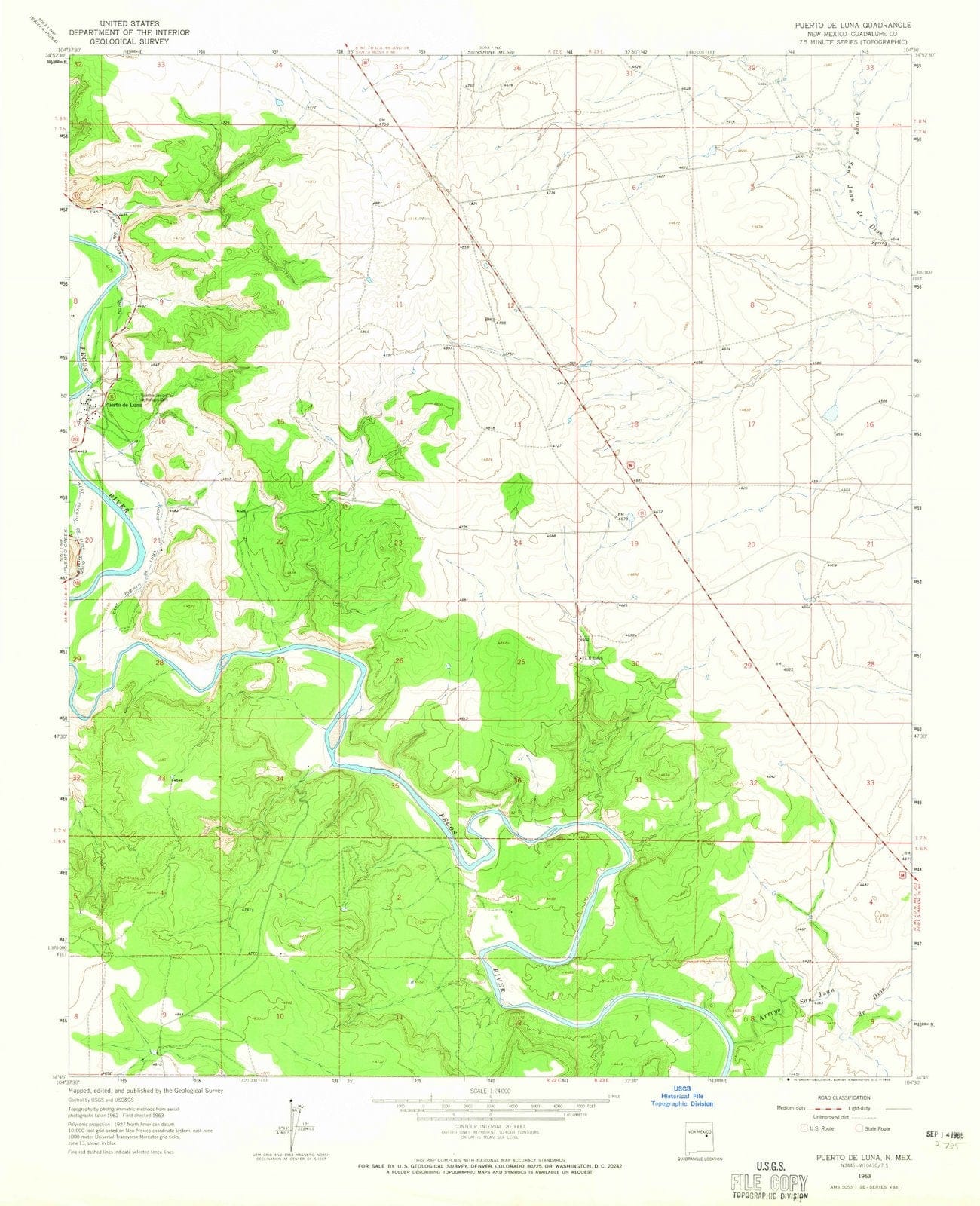 1963 Puertoe Luna, NM - New Mexico - USGS Topographic Map
