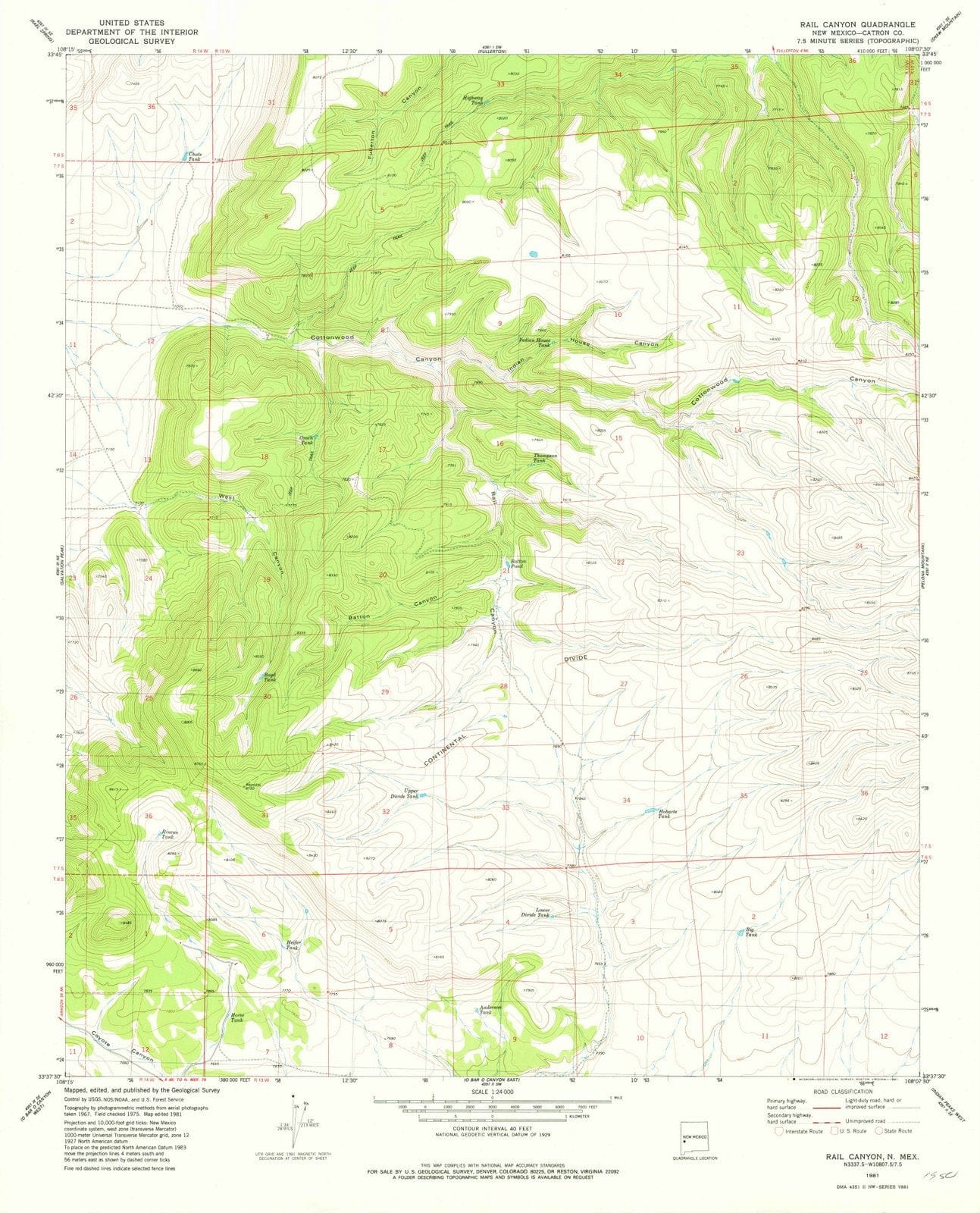 1981 Rail Canyon, NM - New Mexico - USGS Topographic Map