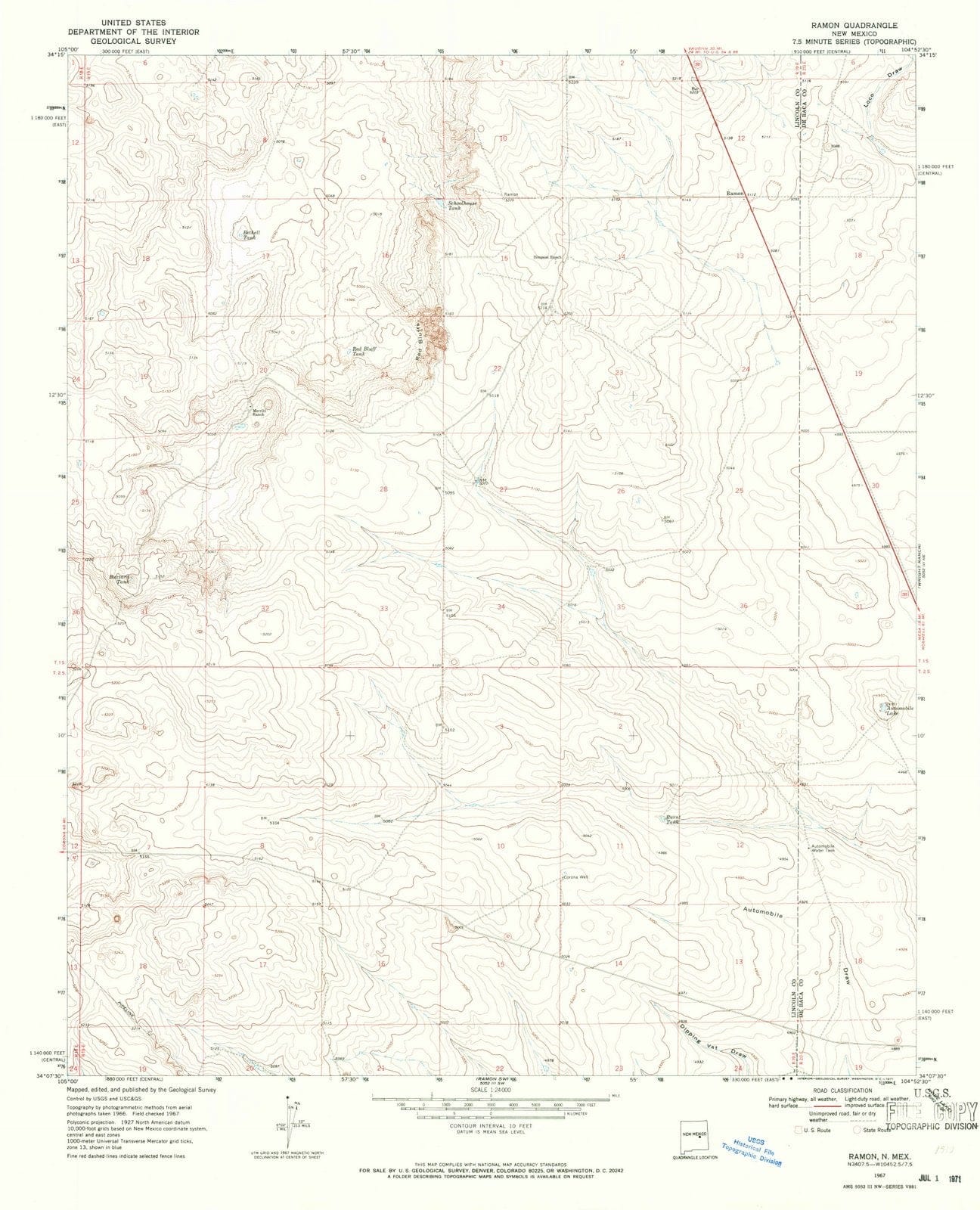 1967 Ramon, NM - New Mexico - USGS Topographic Map v2