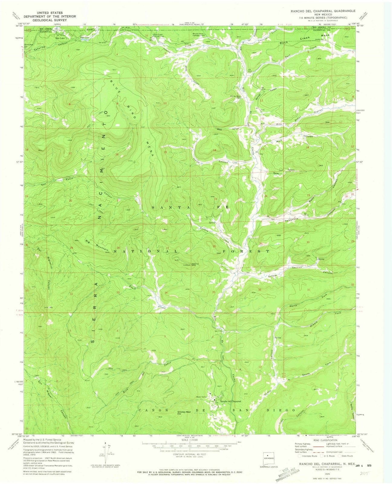 1970 Rancho Del Chaparral, NM - New Mexico - USGS Topographic Map