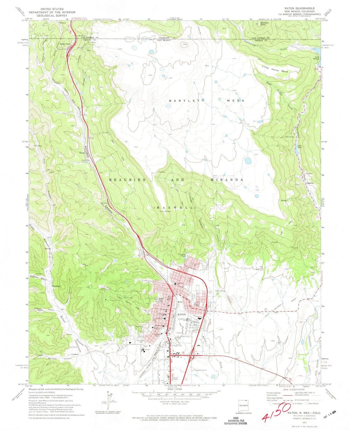 1971 Raton, NM - New Mexico - USGS Topographic Map