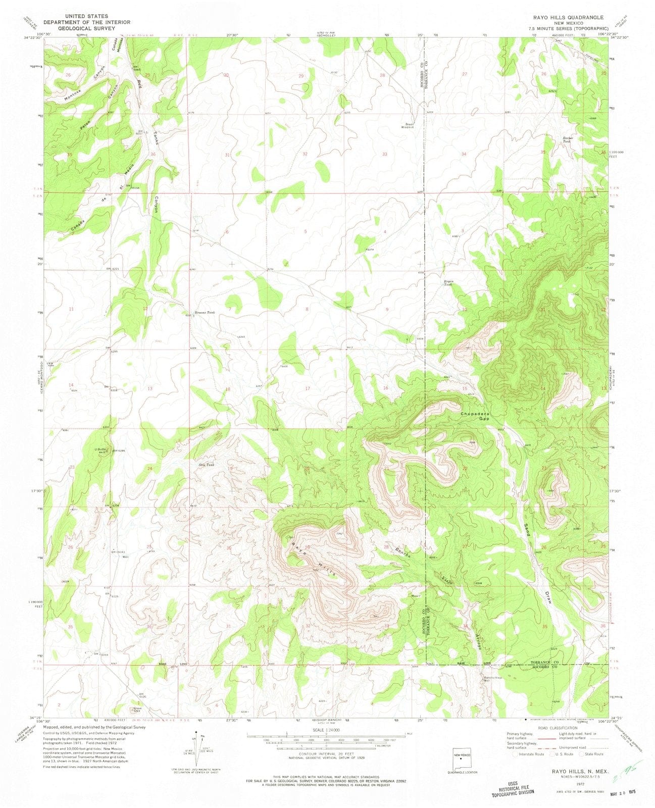 1972 Rayo Hills, NM - New Mexico - USGS Topographic Map