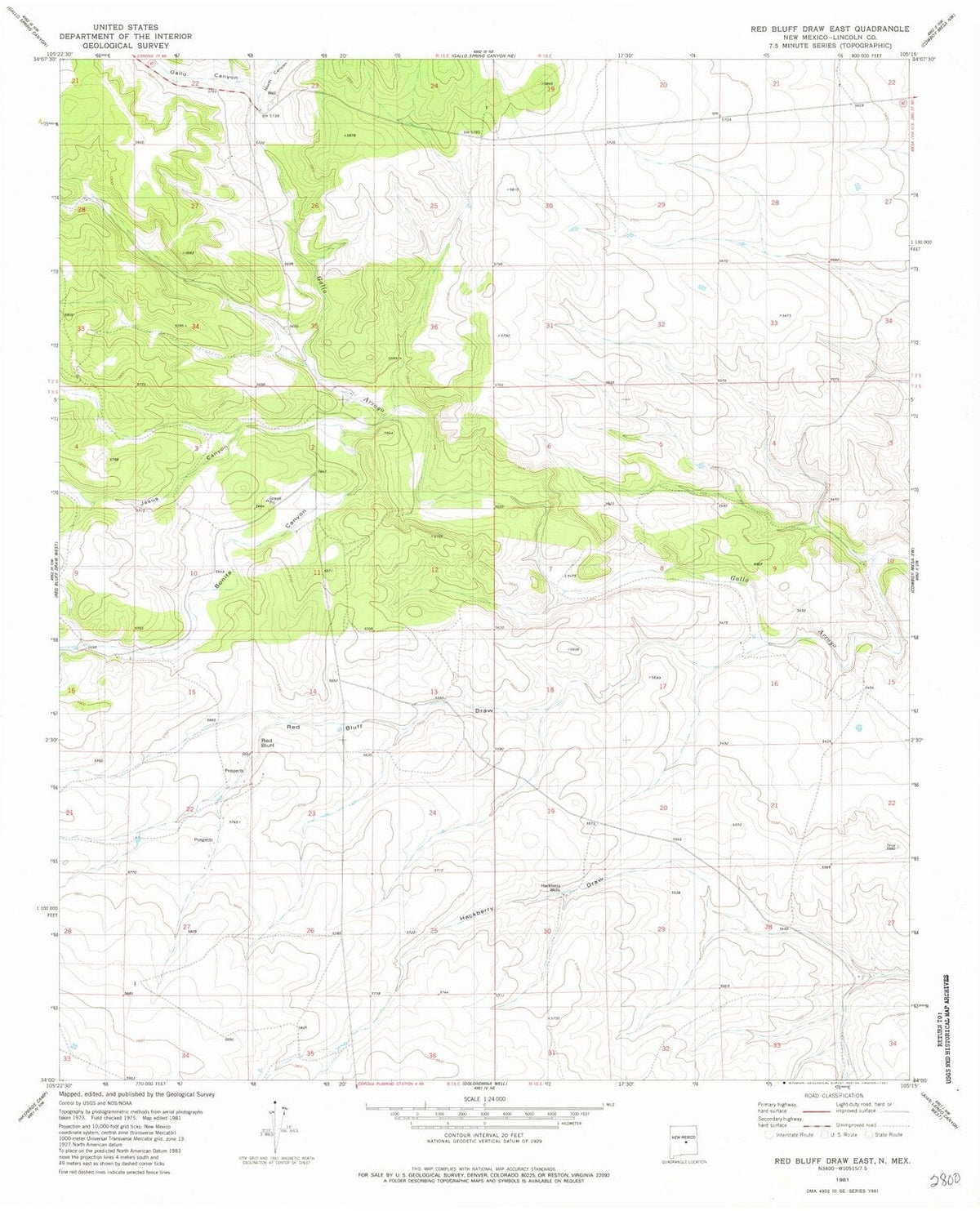 1981 Red Bluff Draw East, NM - New Mexico - USGS Topographic Map