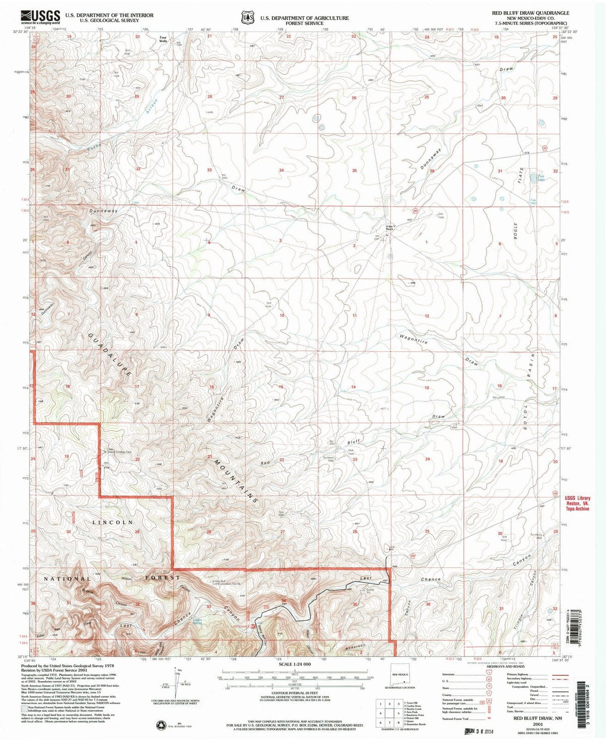 2001 Red Bluff Draw, NM - New Mexico - USGS Topographic Map