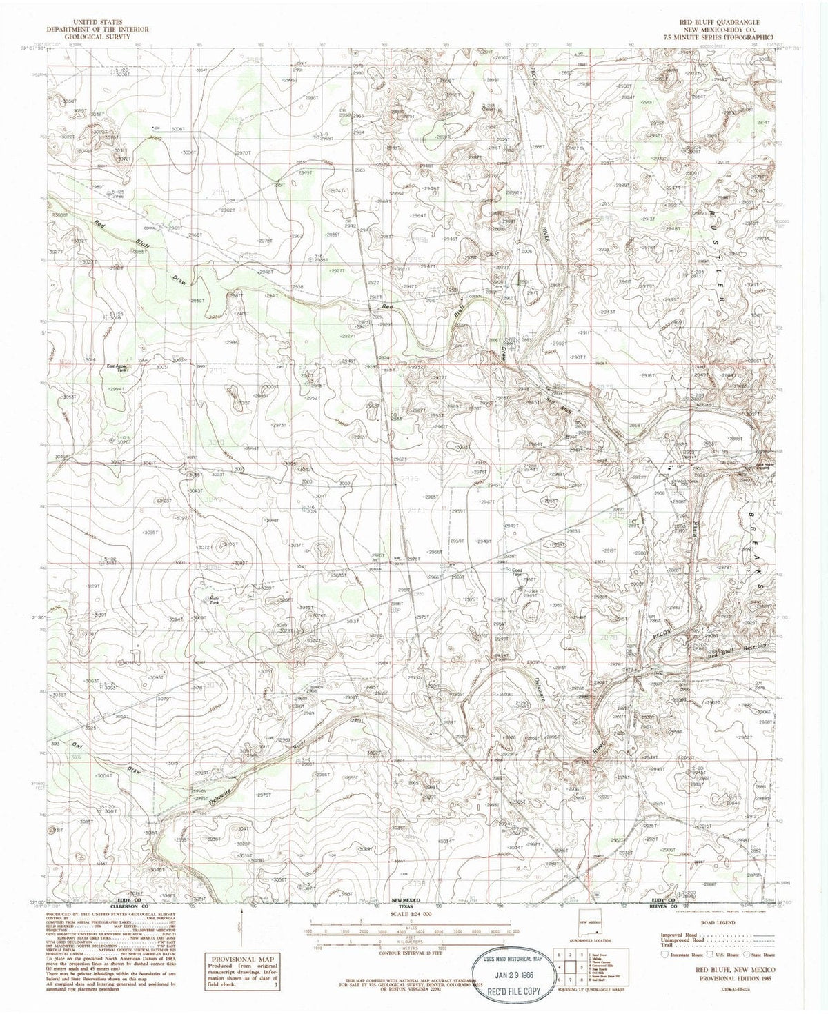 1985 Red Bluff, NM - New Mexico - USGS Topographic Map