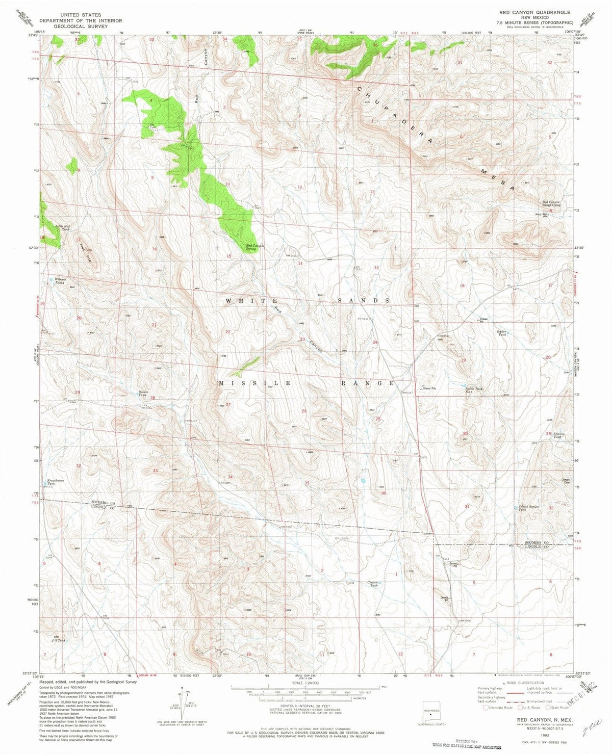 1982 Red Canyon, NM - New Mexico - USGS Topographic Map