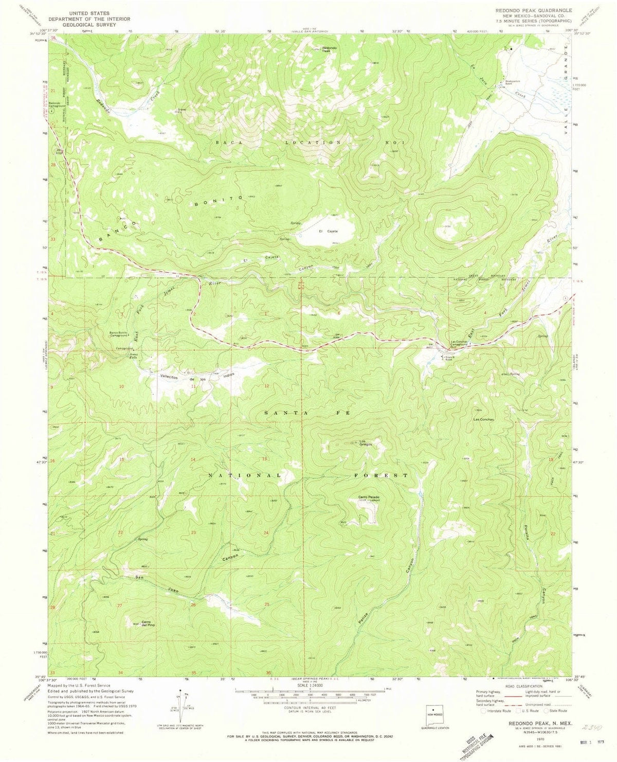 1970 Redondo Peak, NM - New Mexico - USGS Topographic Map