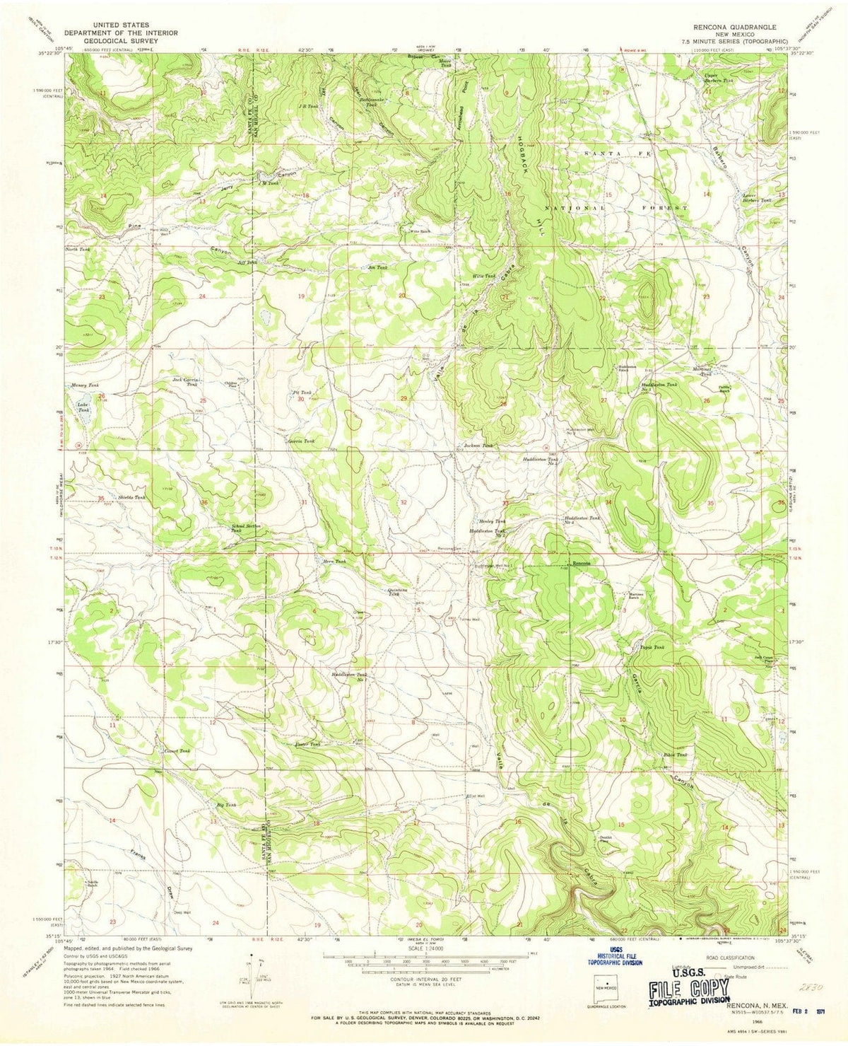1966 Rencona, NM - New Mexico - USGS Topographic Map