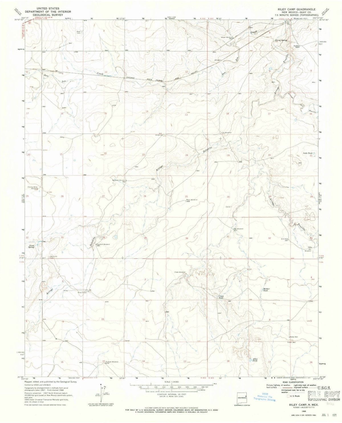 1968 Riley Camp, NM - New Mexico - USGS Topographic Map