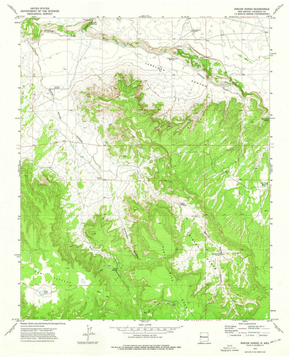 1972 Rincon Hondo, NM - New Mexico - USGS Topographic Map