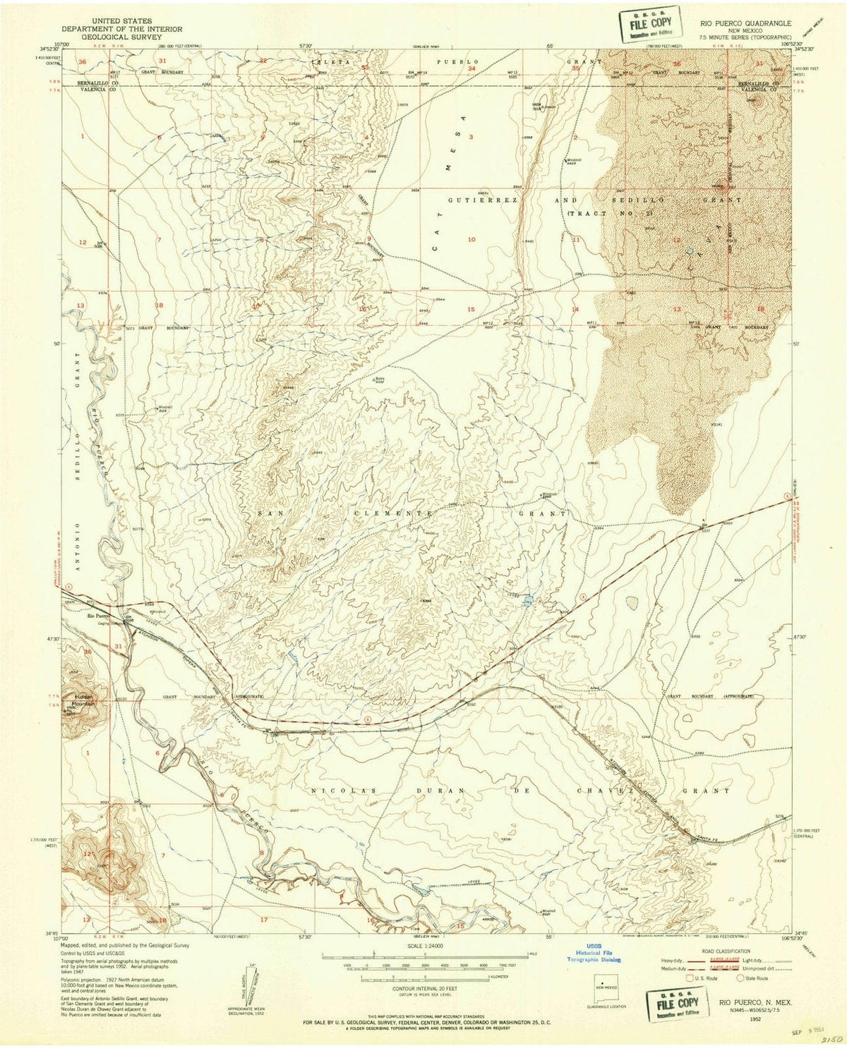 1952 Rio Puerco, NM - New Mexico - USGS Topographic Map