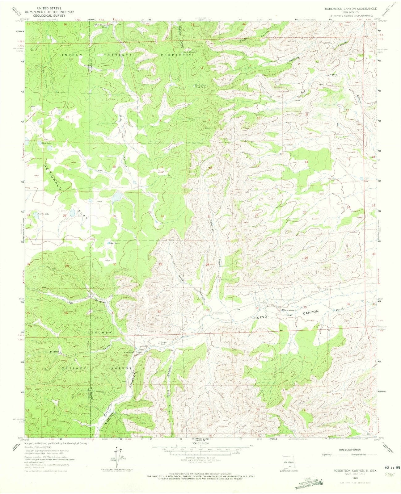 1963 Robertson Canyon, NM - New Mexico - USGS Topographic Map