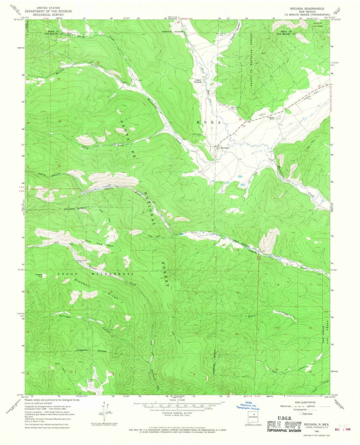 1965 Rociada, NM - New Mexico - USGS Topographic Map