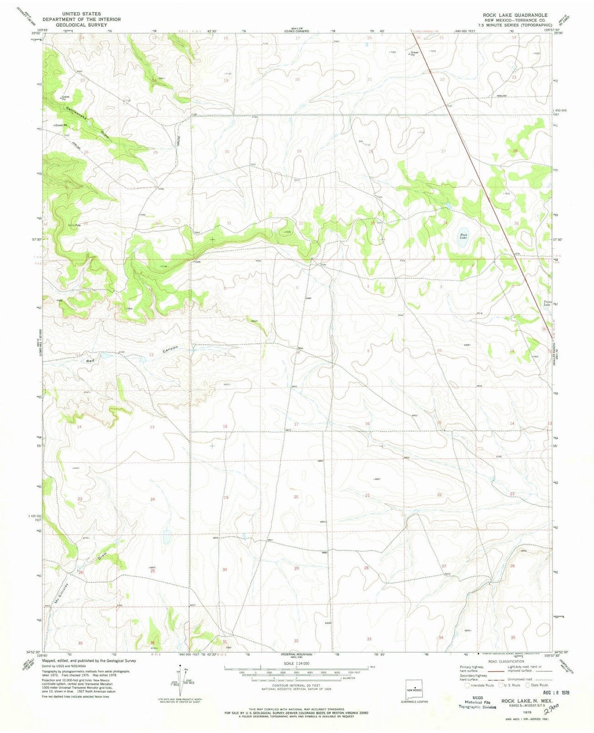 1978 Rock Lake, NM - New Mexico - USGS Topographic Map