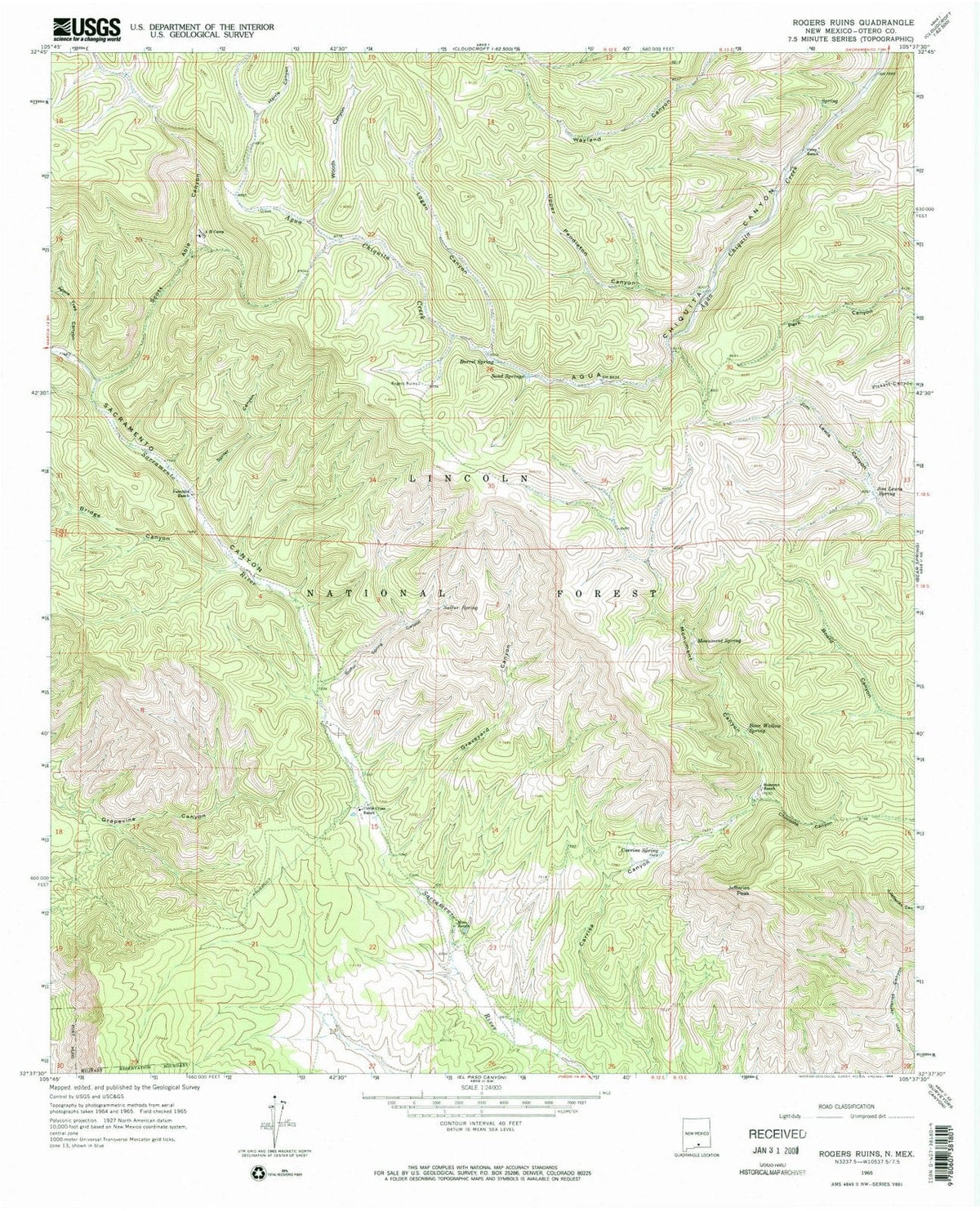 1965 Rogers Ruins, NM - New Mexico - USGS Topographic Map