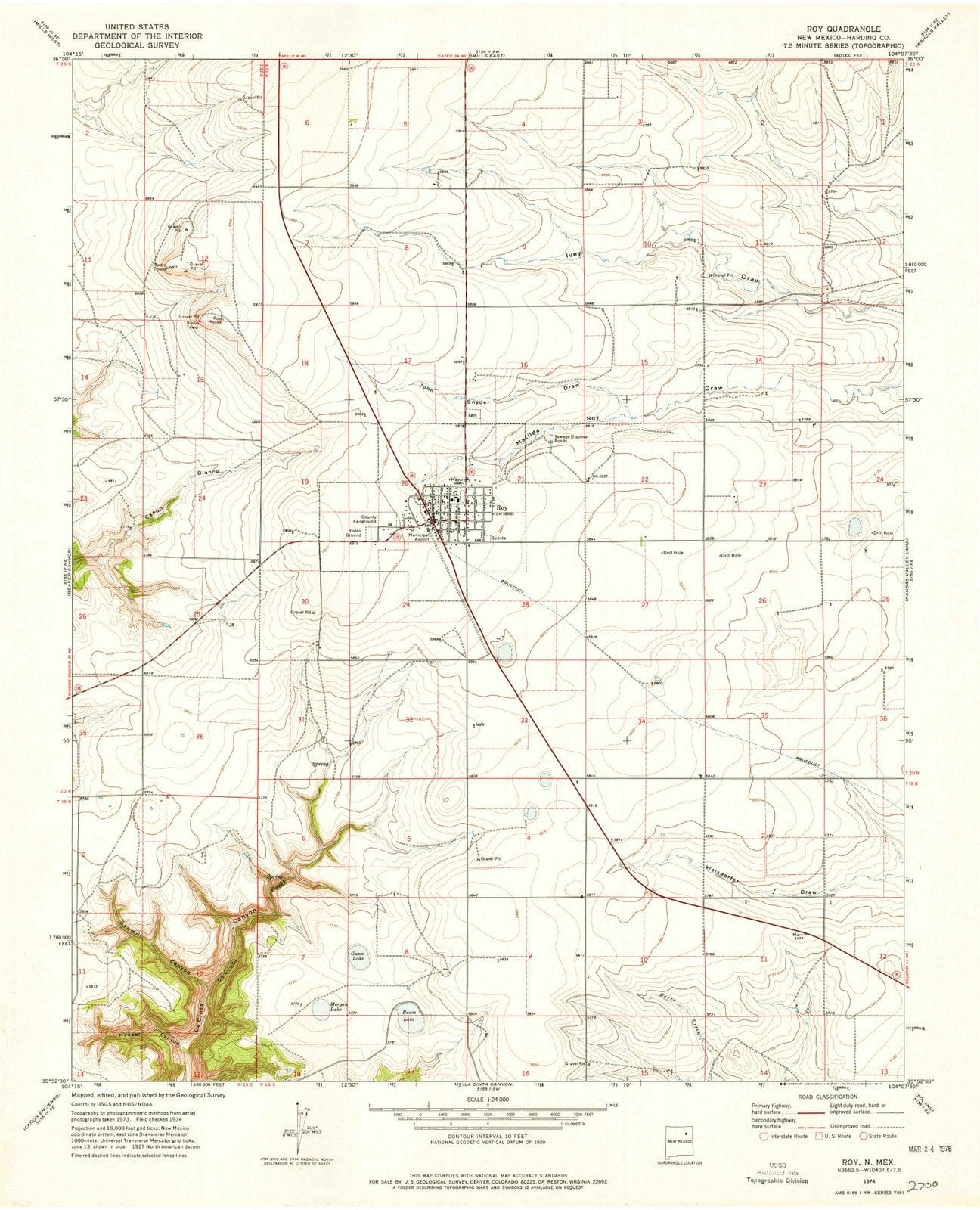 1974 Roy, NM - New Mexico - USGS Topographic Map