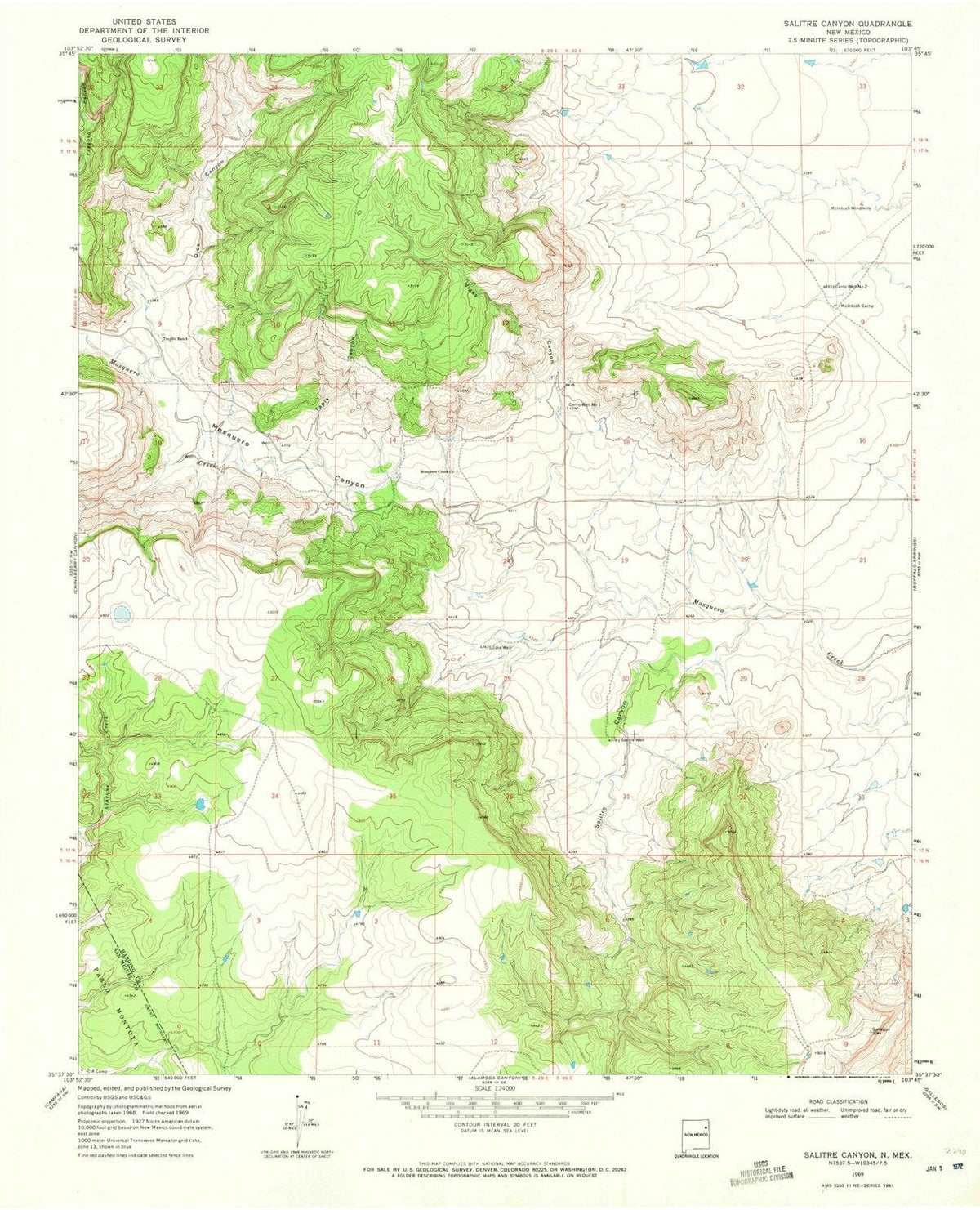 1969 Salitre Canyon, NM - New Mexico - USGS Topographic Map