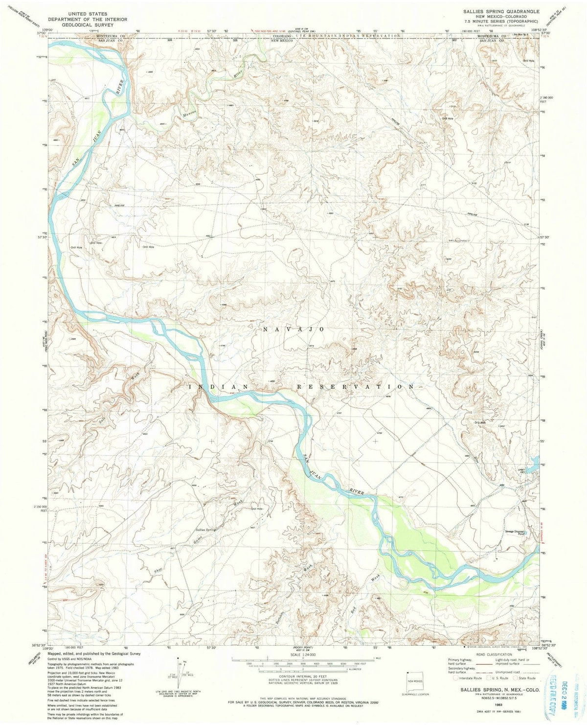 1983 Sallies Spring, NM - New Mexico - USGS Topographic Map