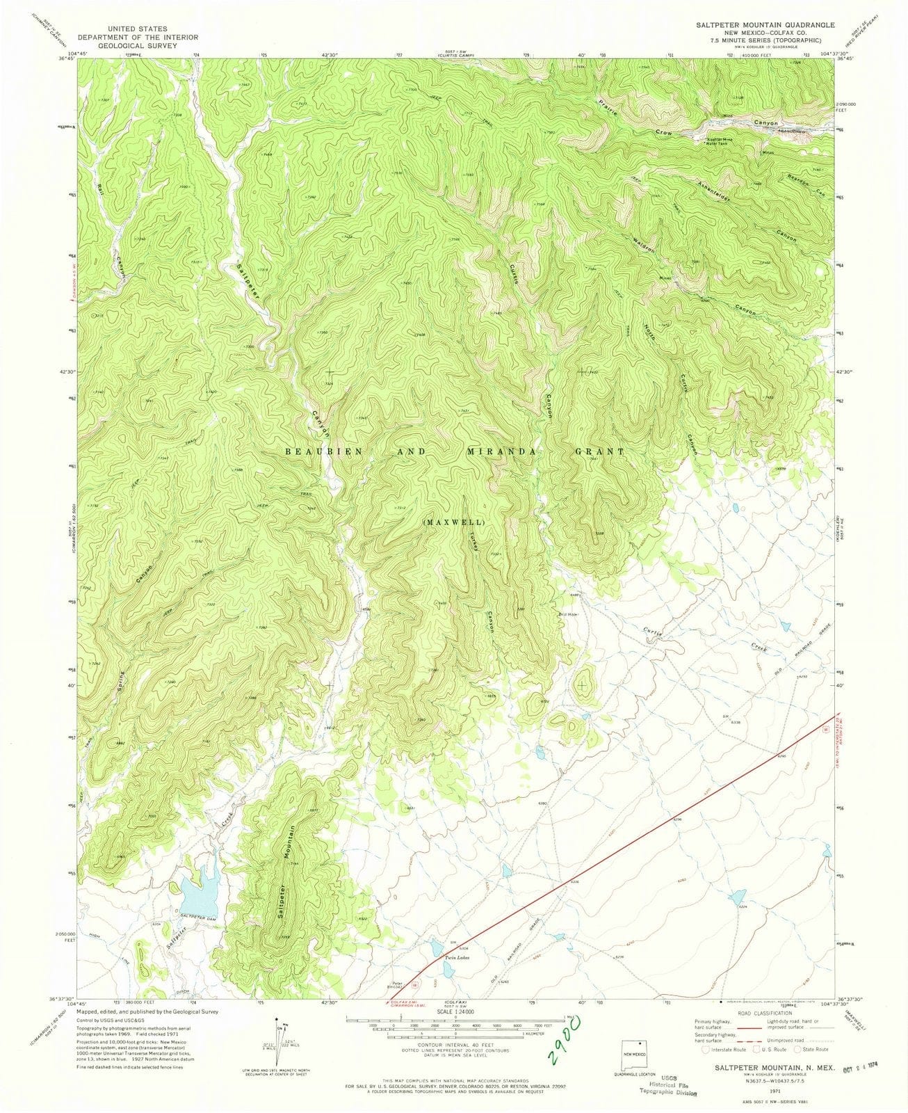 1971 Saltpeter Mountain, NM - New Mexico - USGS Topographic Map