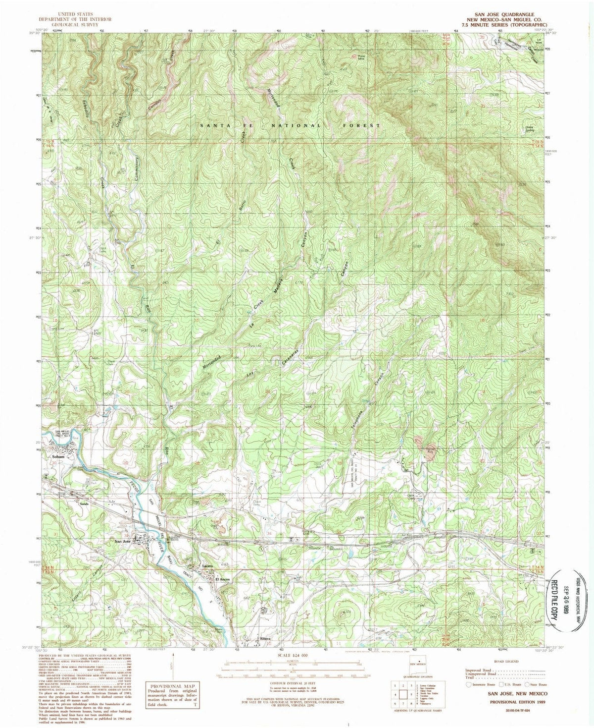 1989 San Jose, NM - New Mexico - USGS Topographic Map