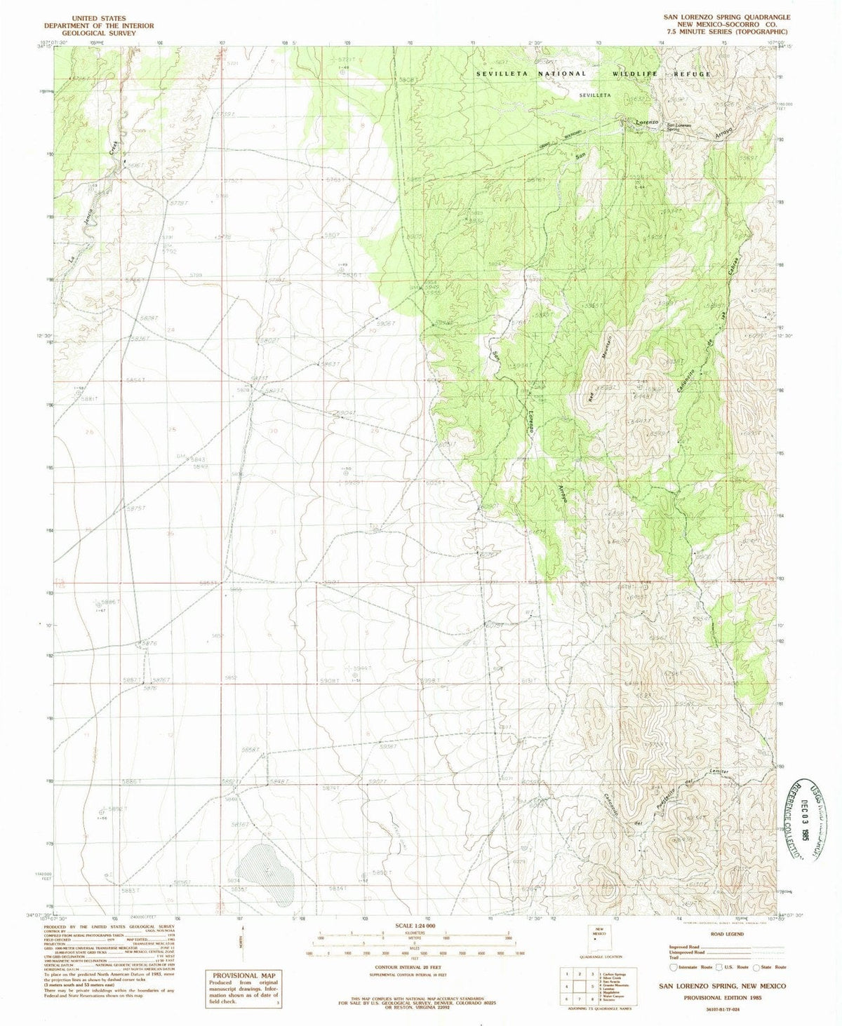 1985 San Lorenzo Spring, NM - New Mexico - USGS Topographic Map