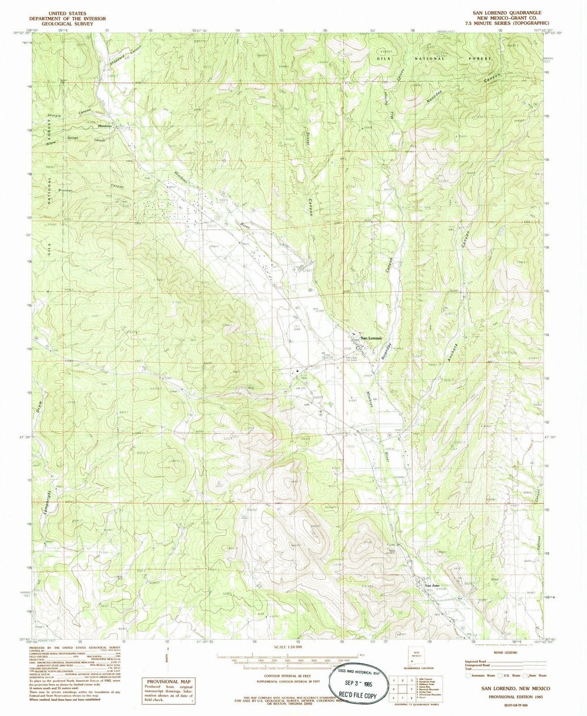 1985 San Lorenzo, NM - New Mexico - USGS Topographic Map