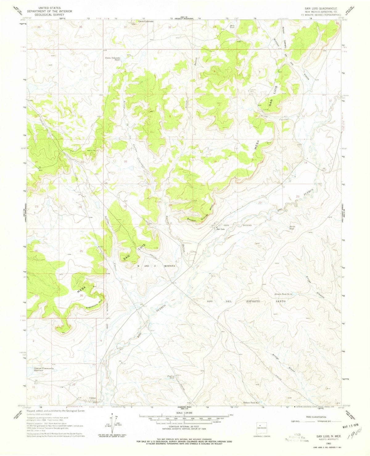 1961 San Luis, NM - New Mexico - USGS Topographic Map