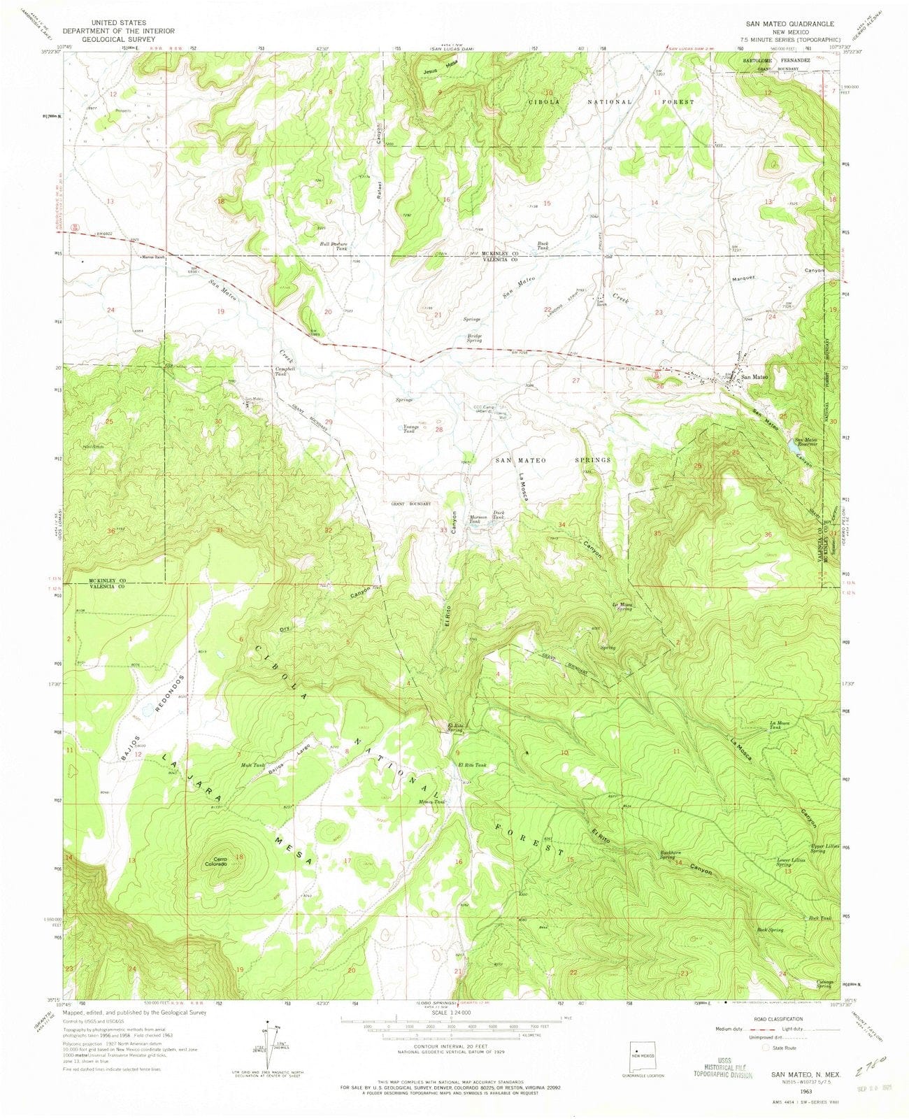 1963 San Mateo, NM - New Mexico - USGS Topographic Map