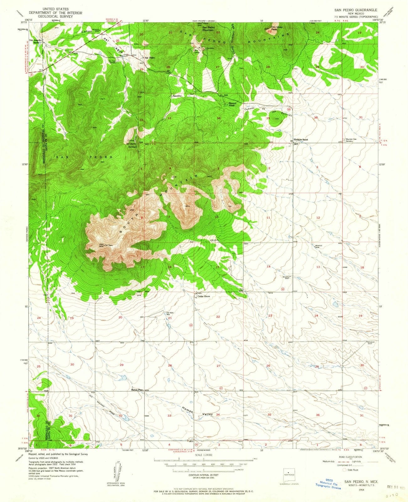 1954 San Pedro, NM - New Mexico - USGS Topographic Map