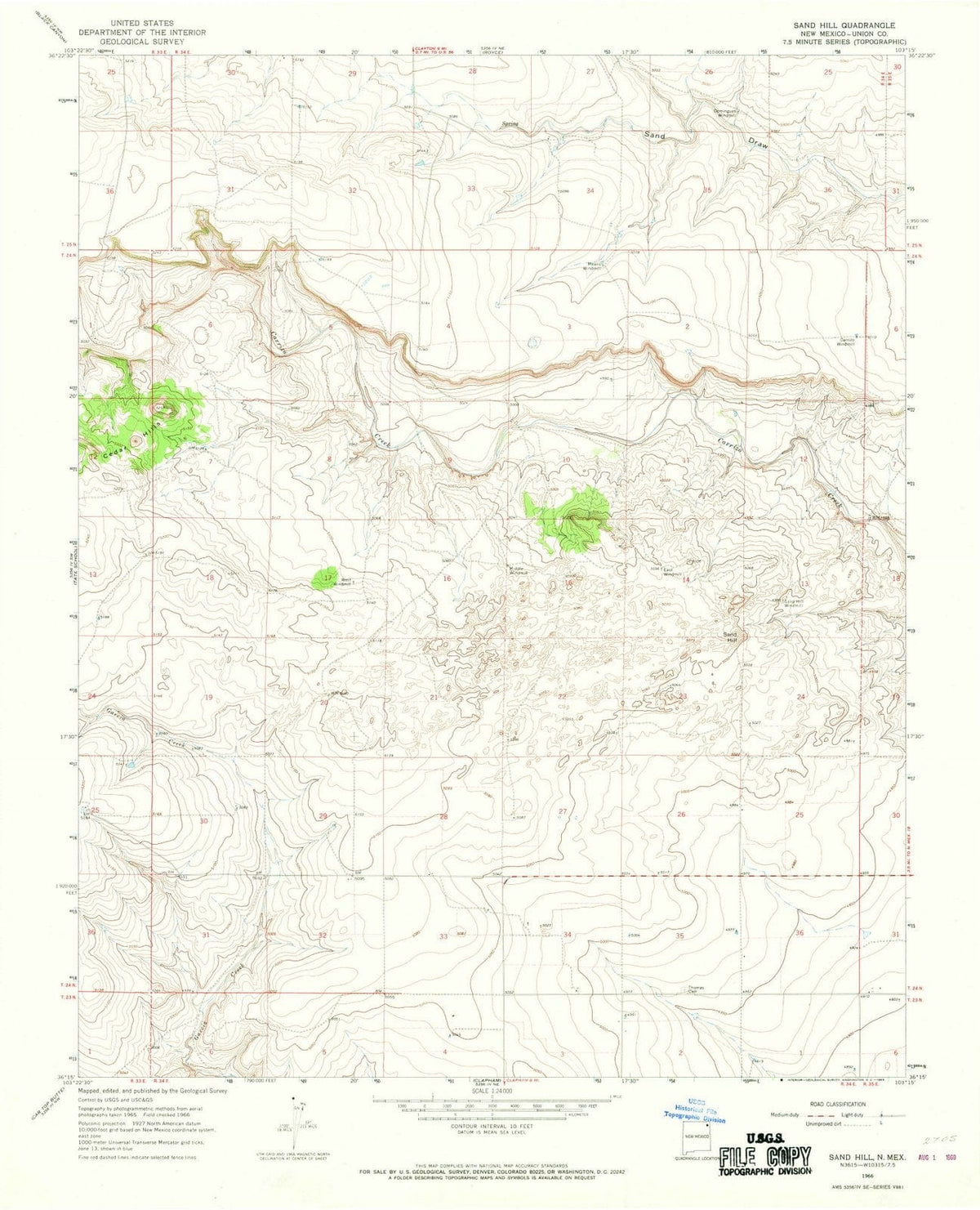 1966 Sand Hill, NM - New Mexico - USGS Topographic Map
