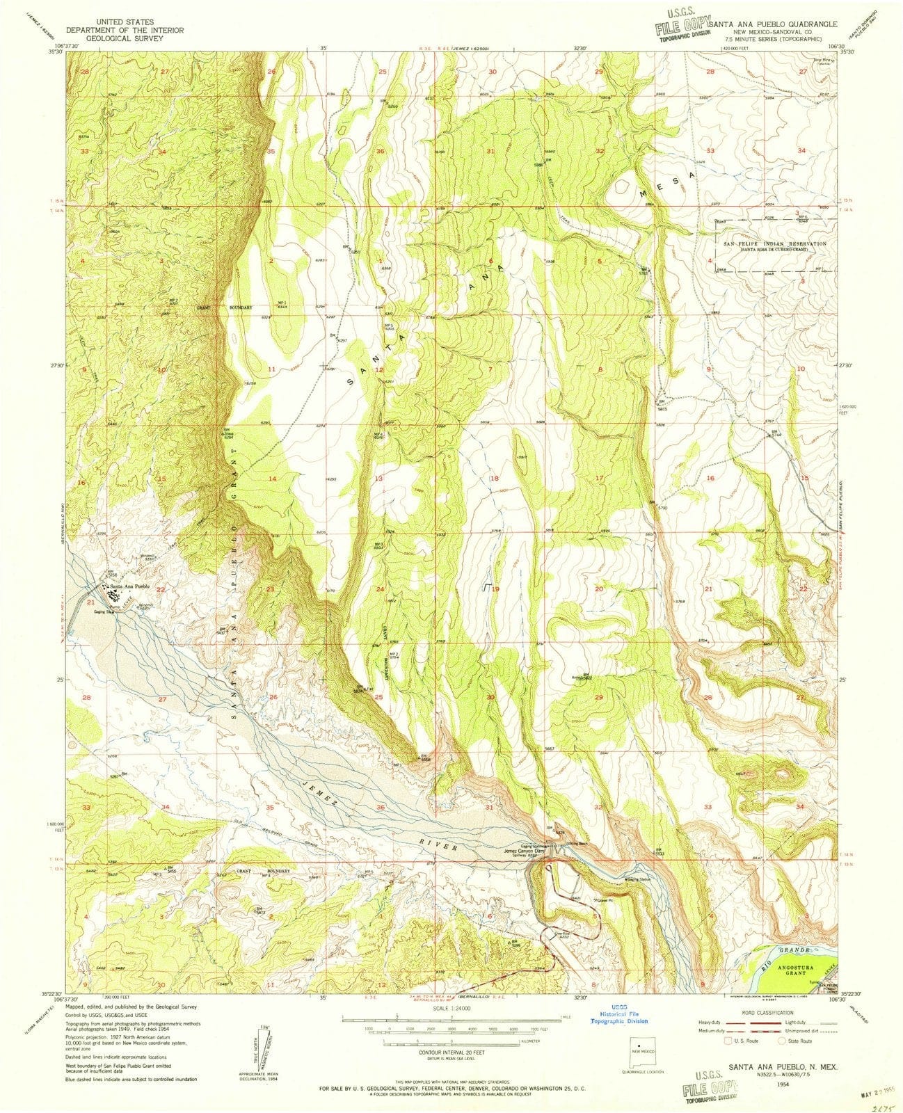 1954 Santa Ana Pueblo, NM - New Mexico - USGS Topographic Map