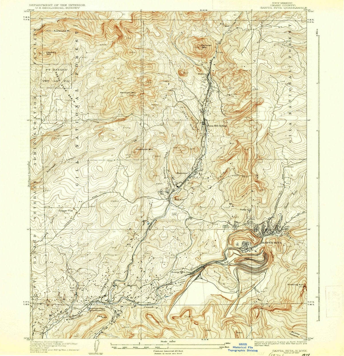 1937 Santa Rita, NM - New Mexico - USGS Topographic Map