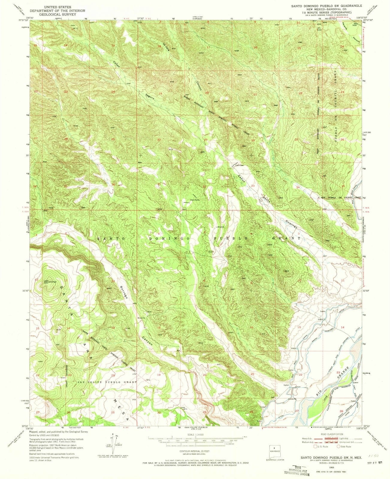 1953 Santoomingo Pueblo, NM - New Mexico - USGS Topographic Map